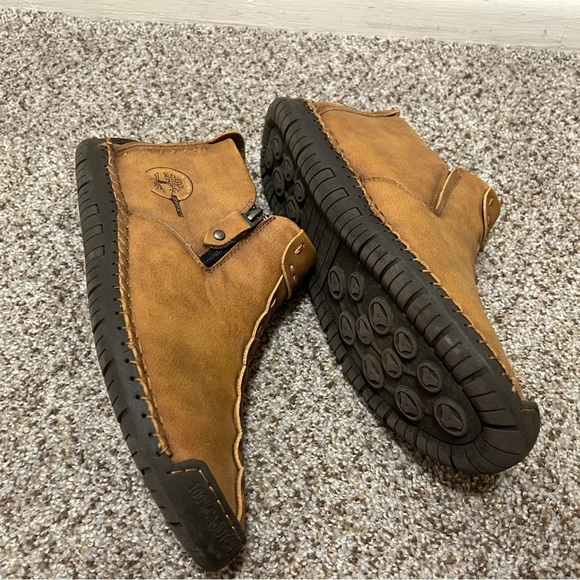 Kaegreel Vintage Hand Stitch Leather Casual Boots